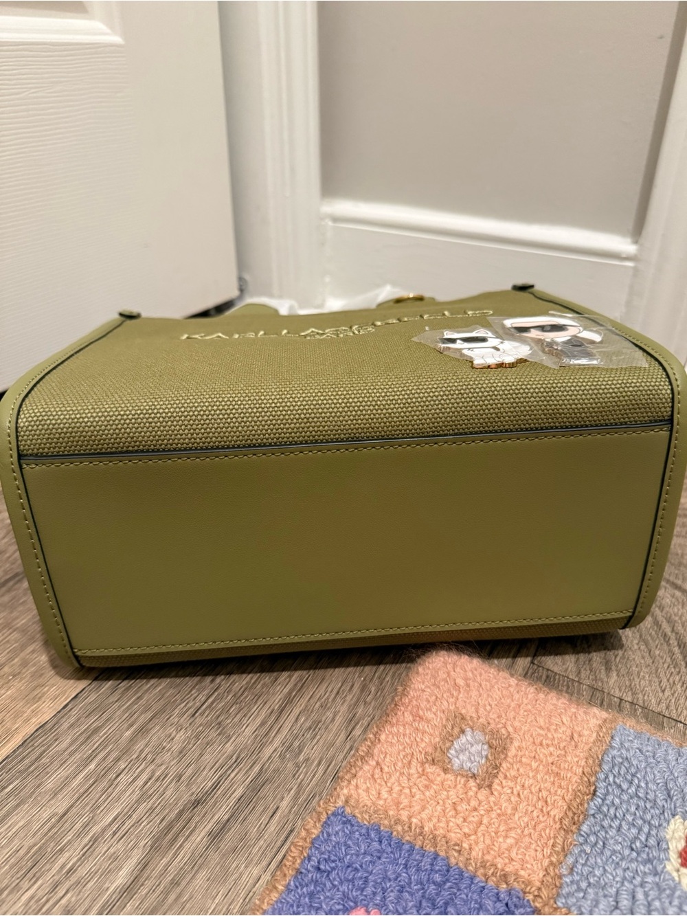 Karl Lagerfeld Paris Kristins Small Tote in Olive Green NWT/ PRICE FIRM - Picture 7 of 9
